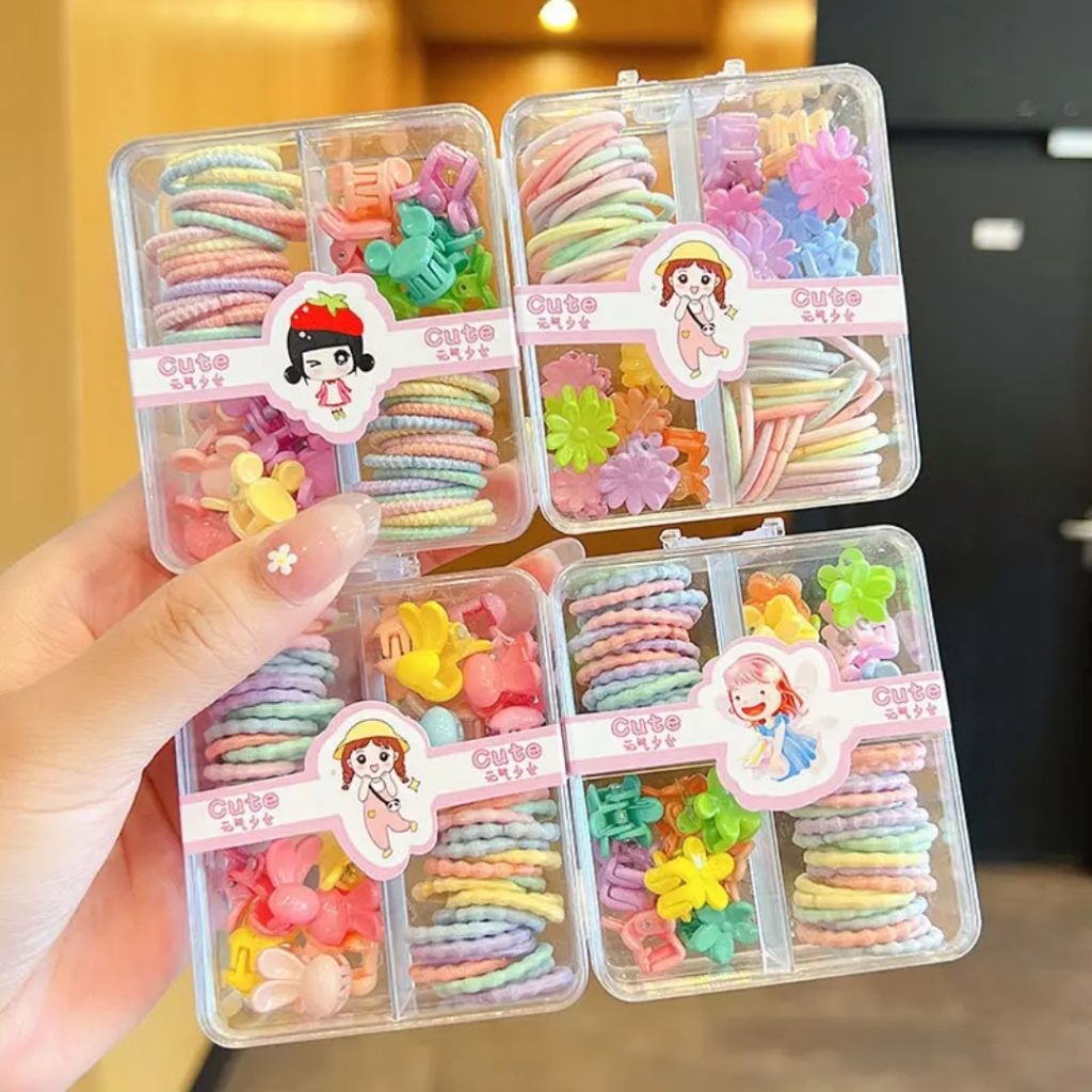 Peachy Princess Hair Clips and Small Rubber (Pack of 1)