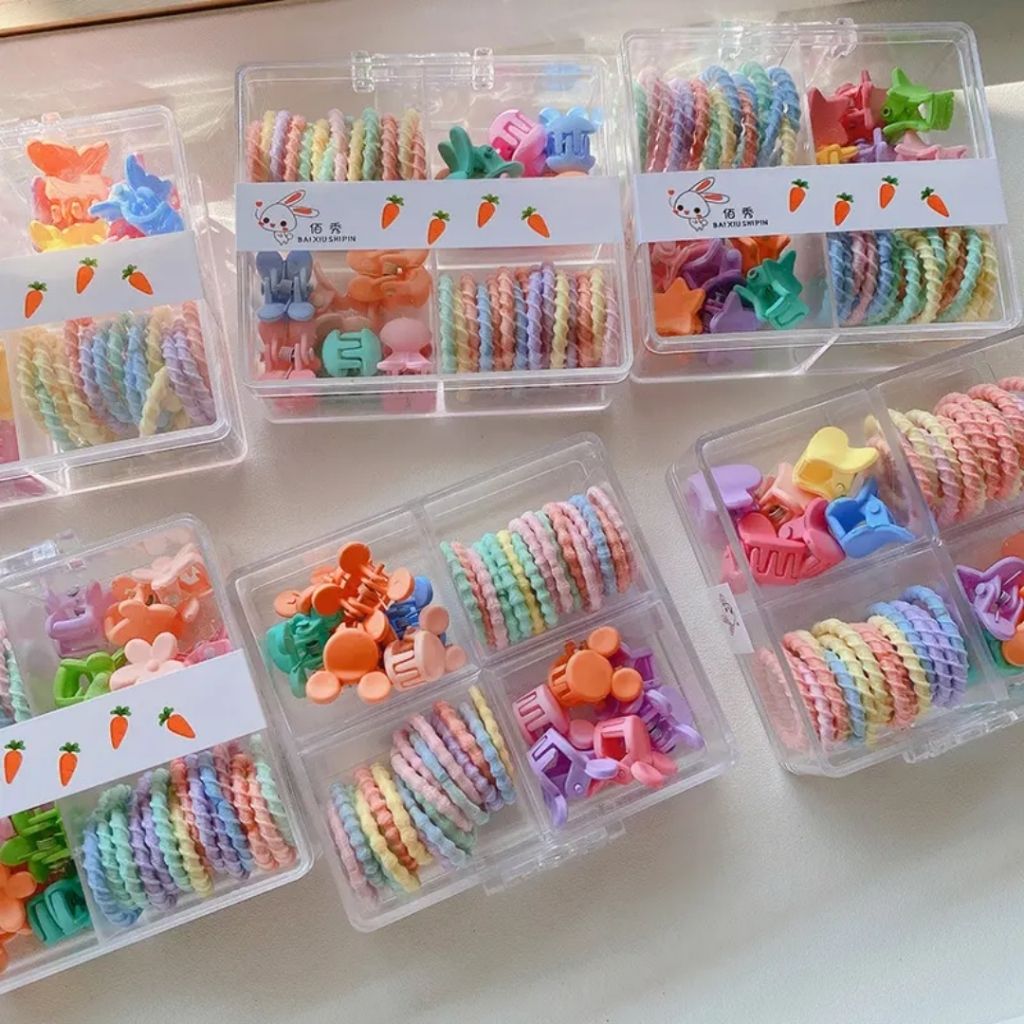 Peachy Princess Hair Clips and Small Rubber (Pack of 1)