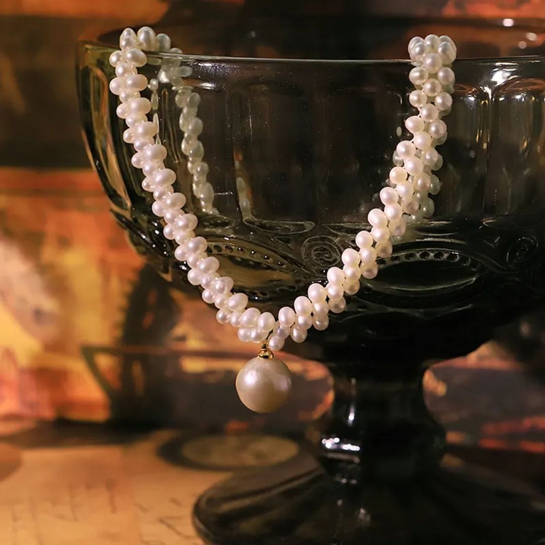 Gilded Pearl Choker Necklace