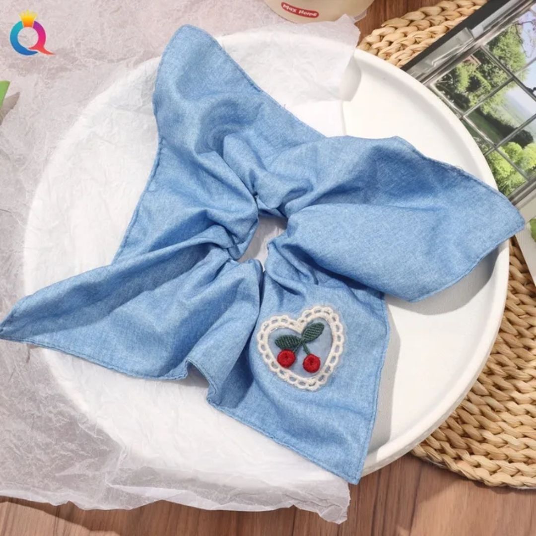 Blue Belle Cherry Hair Scrunchies
