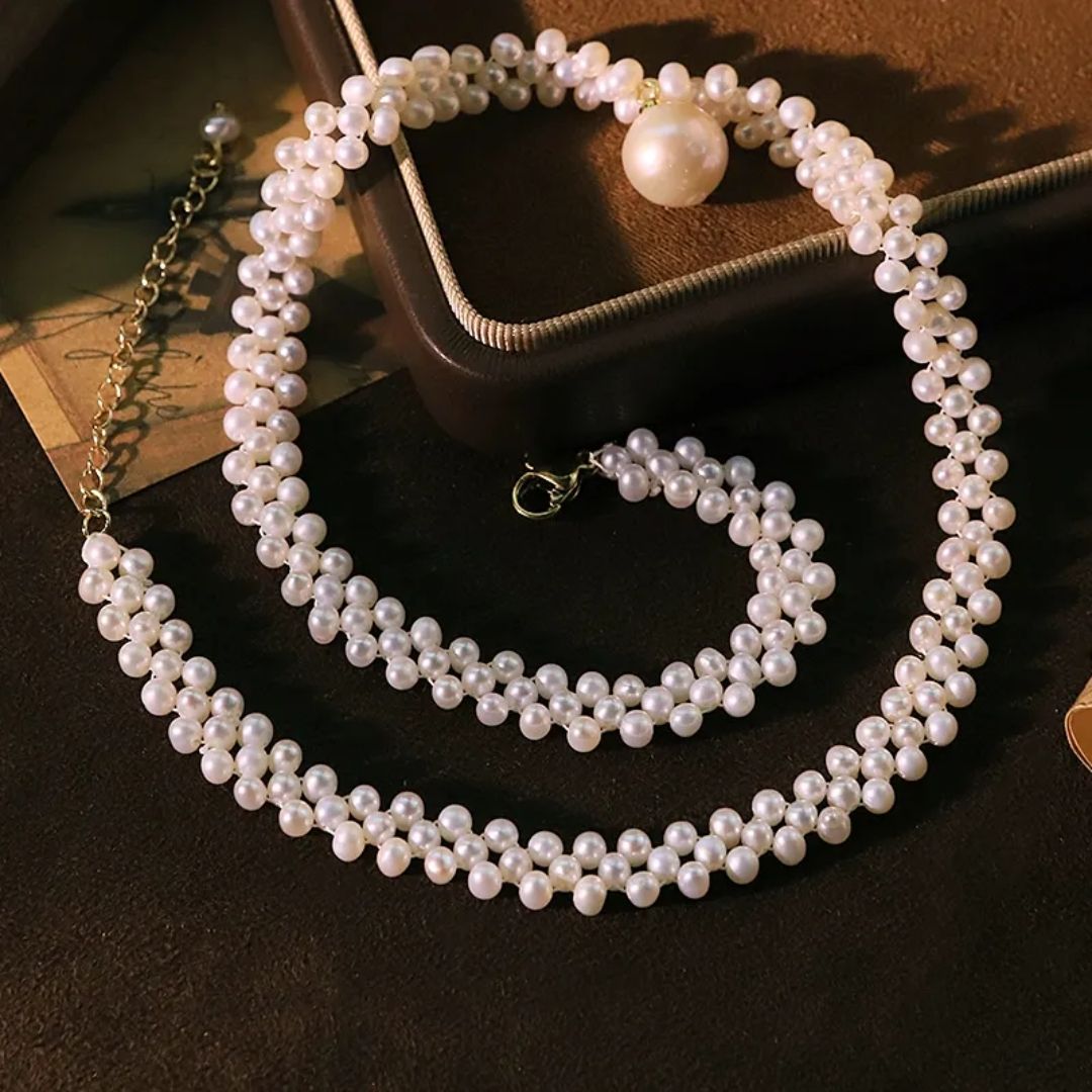 Gilded Pearl Choker Necklace