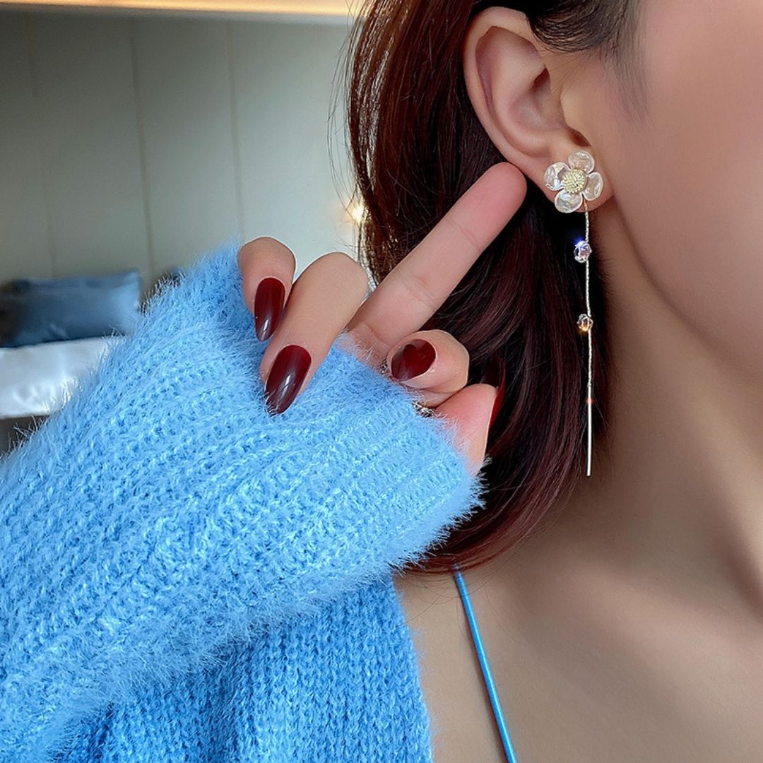 Moonlit Crystal Tassels Earrings