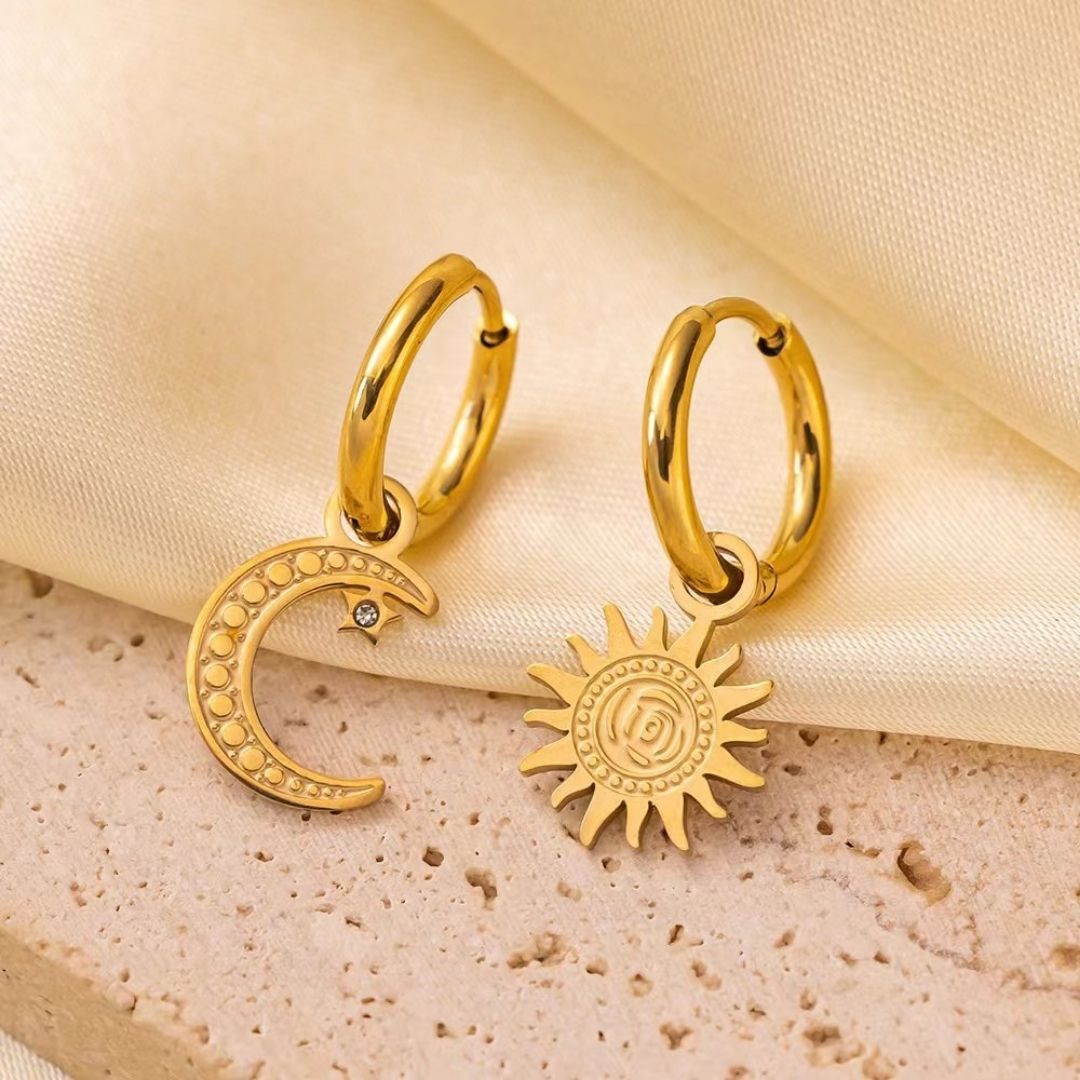 Sol & Luna Charm Hoops Earrings