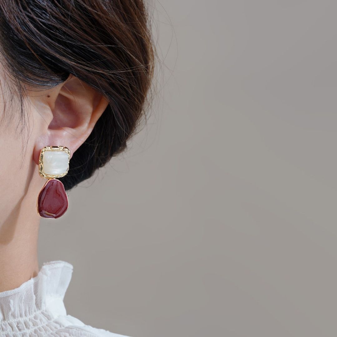 Linear Wine Drops Earrings