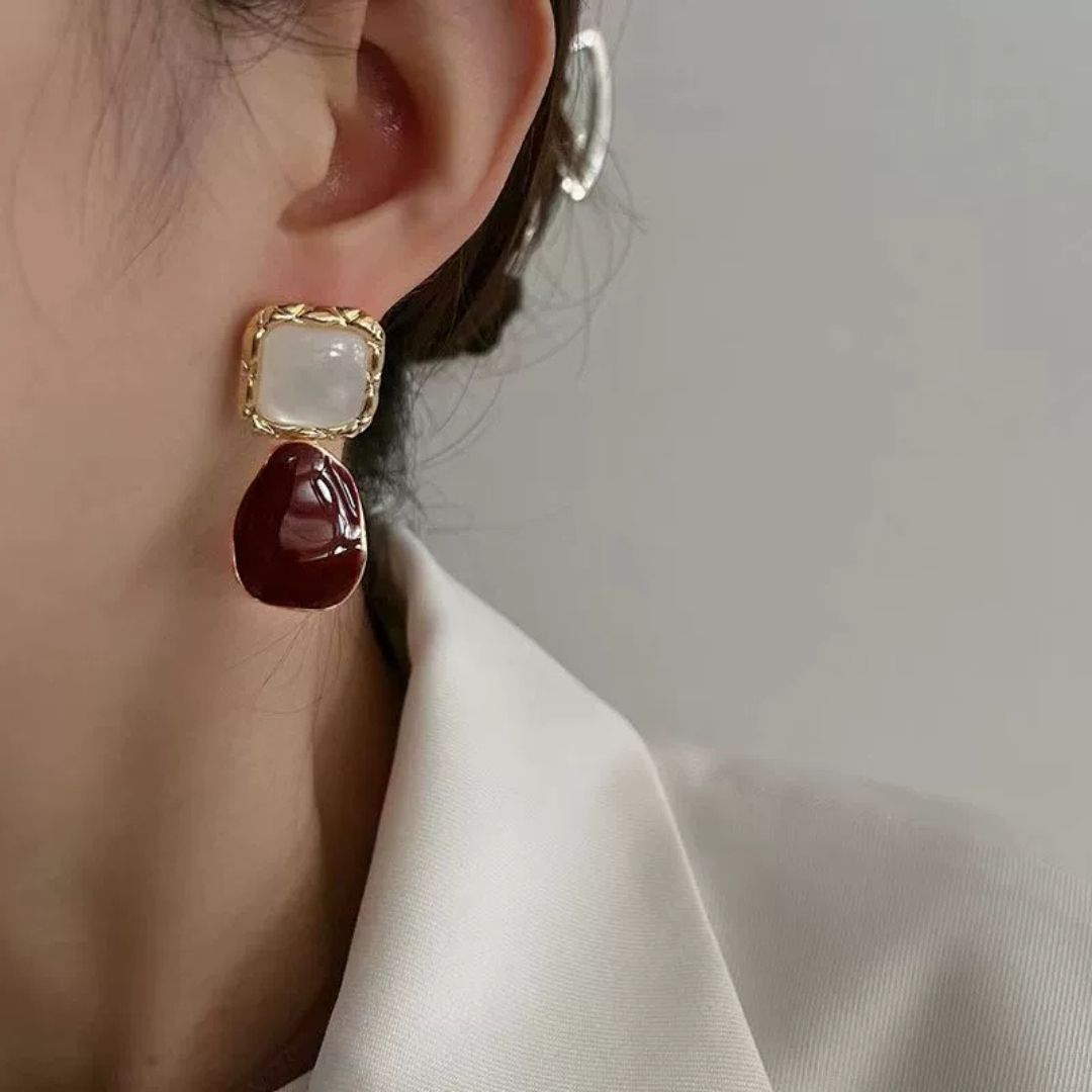 Linear Wine Drops Earrings