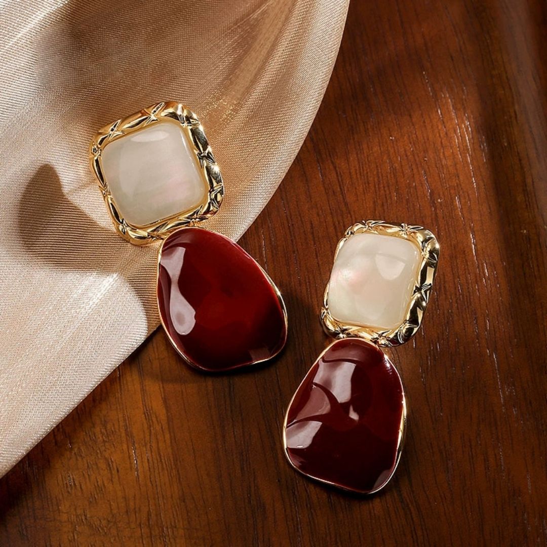 Linear Wine Drops Earrings