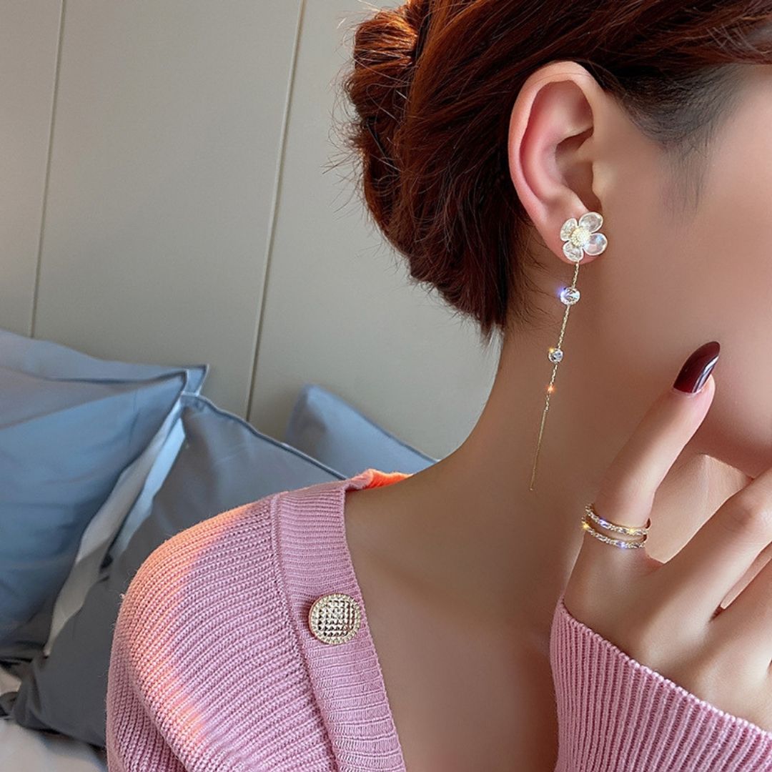 Moonlit Crystal Tassels Earrings