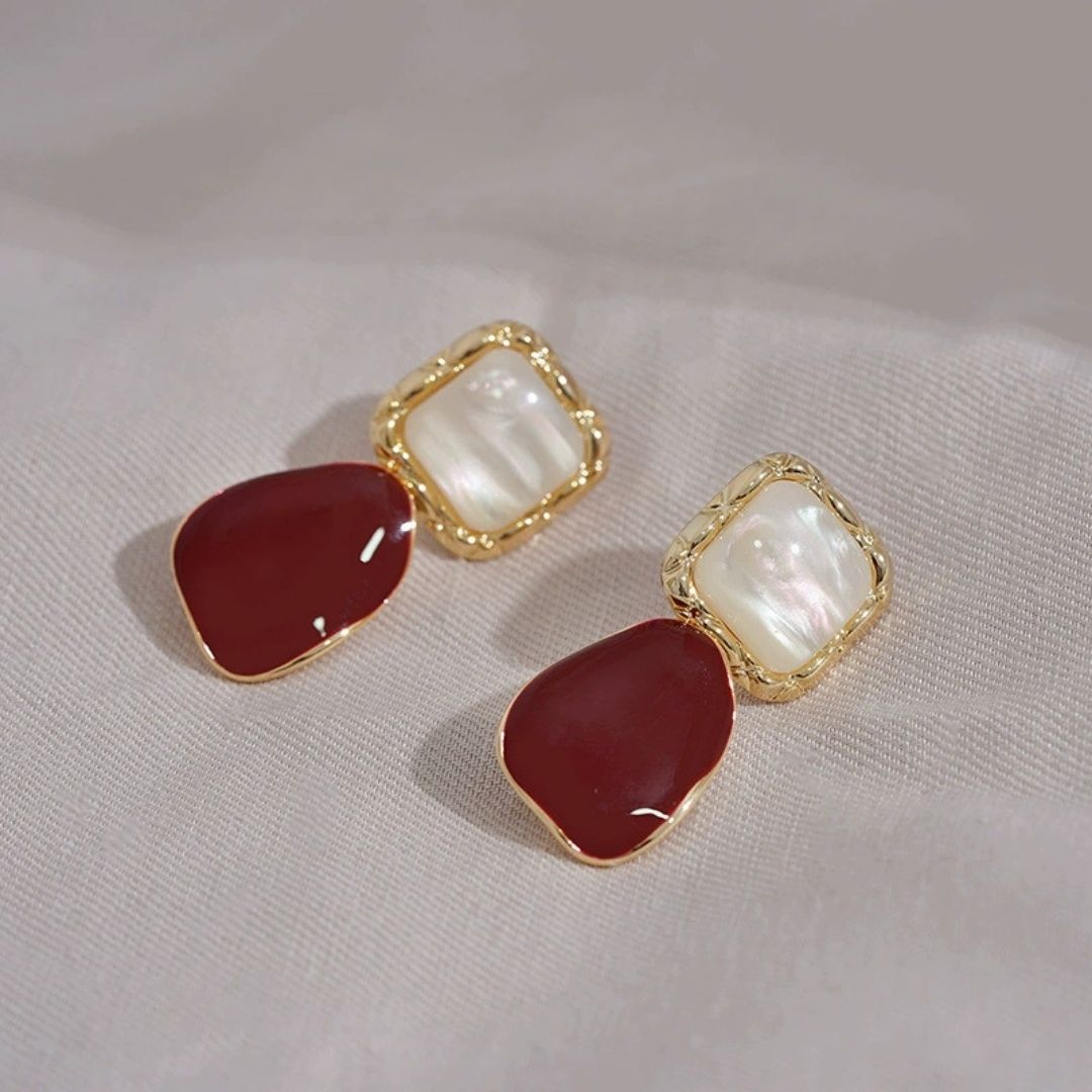 Linear Wine Drops Earrings