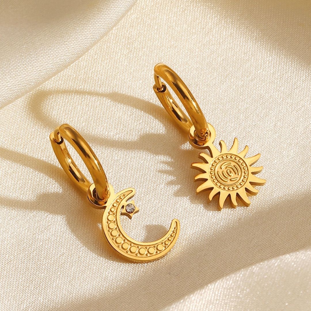 Sol & Luna Charm Hoops Earrings