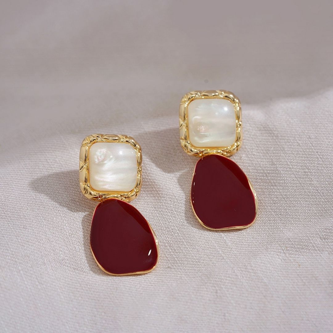 Linear Wine Drops Earrings