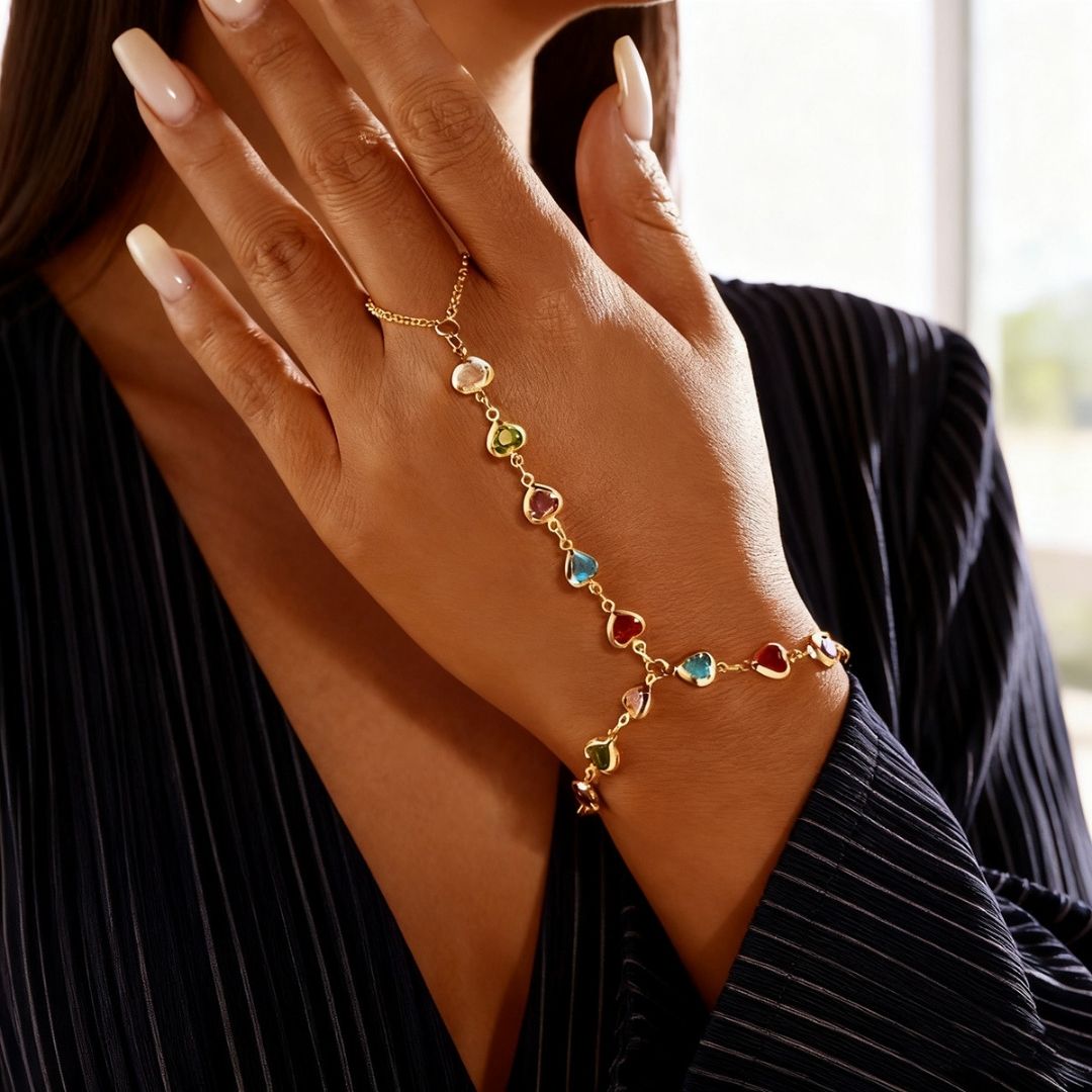 Chroma Heart Hand Chain Bracelet