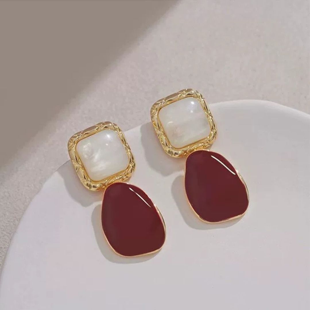 Linear Wine Drops Earrings