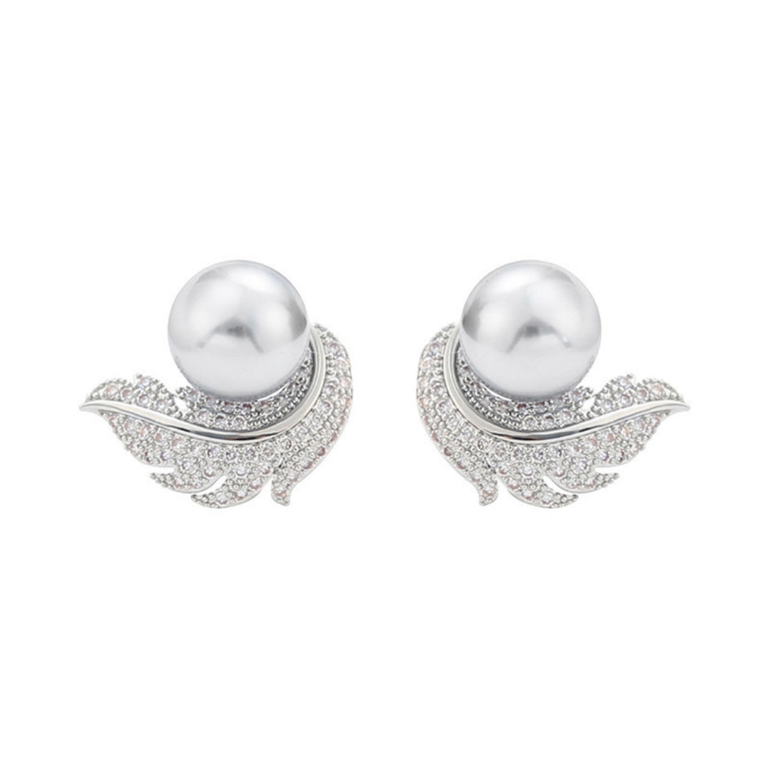 Pearl Plume Studs Earrings