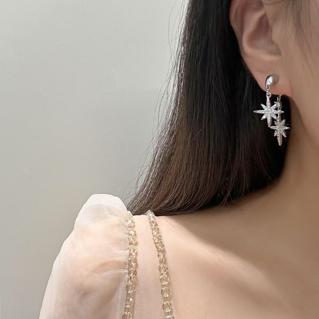 Zircon Starburst Drops Earrings