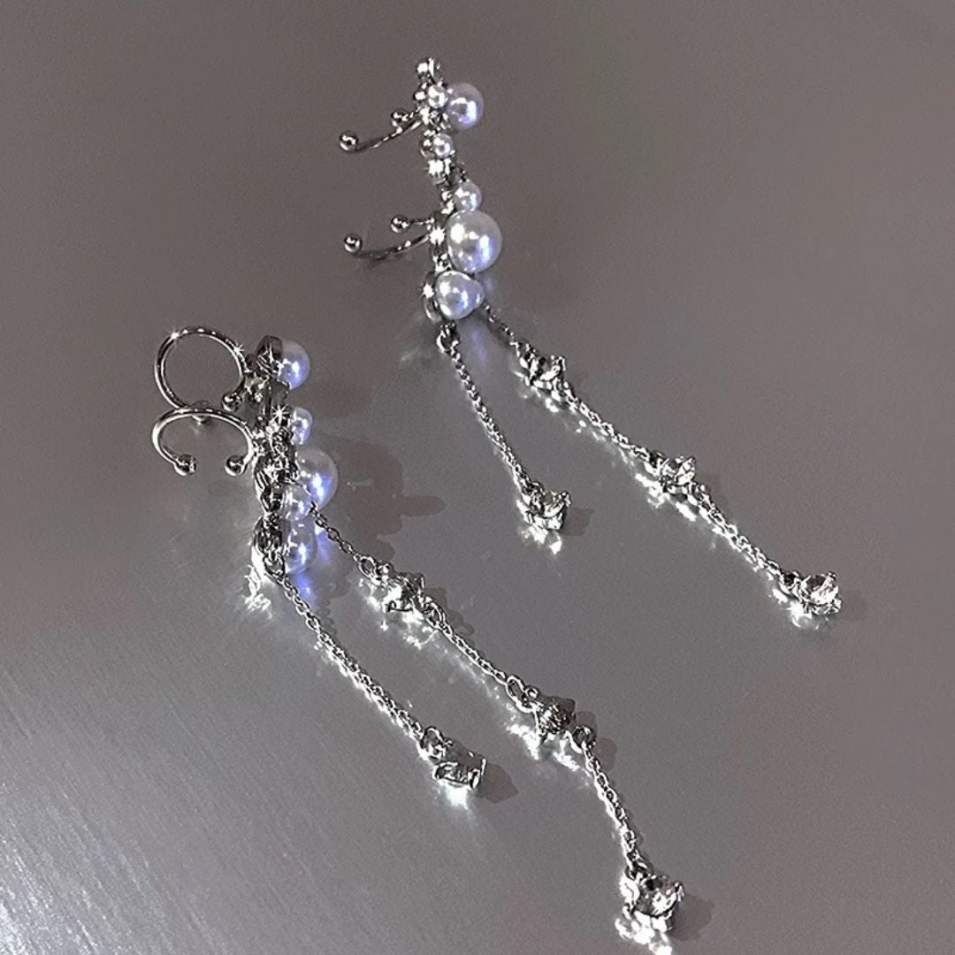 Starlight Pearl Drop Cuff Earrings