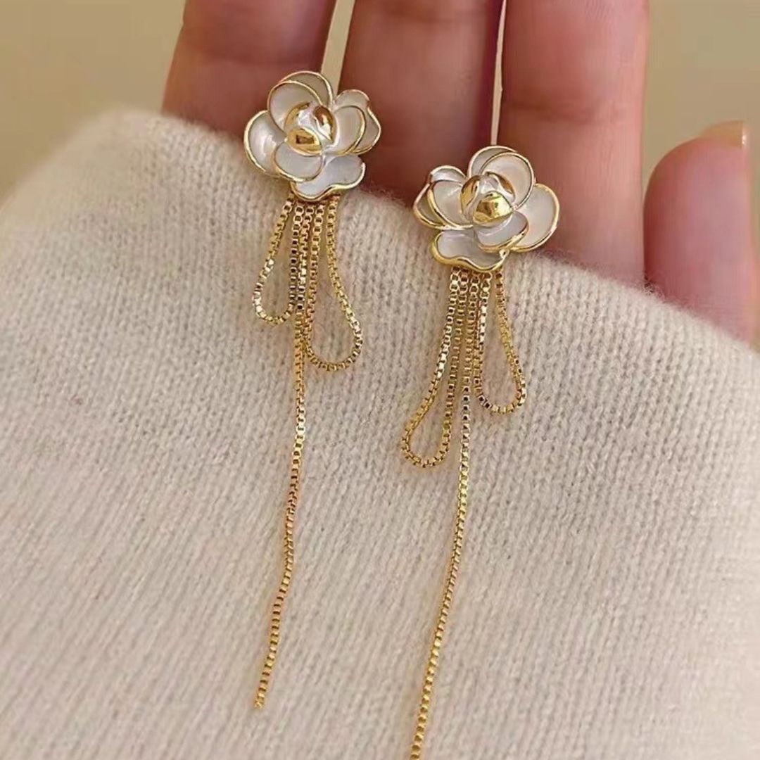 Camellia Chain Drops Earrings