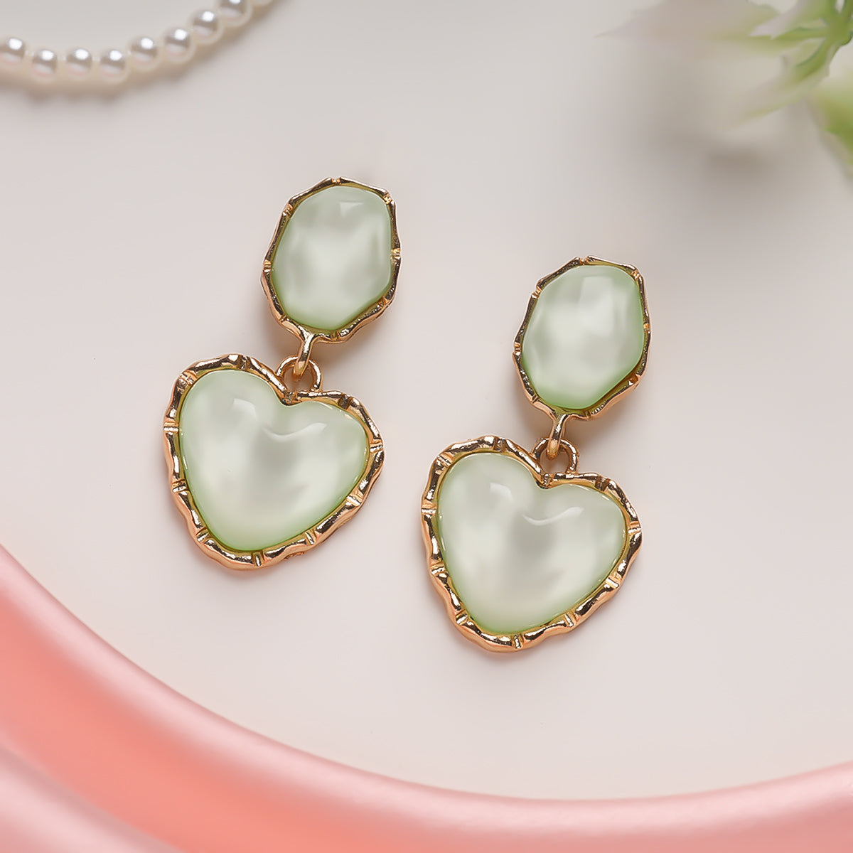 Emerald Essence Heart Earrings