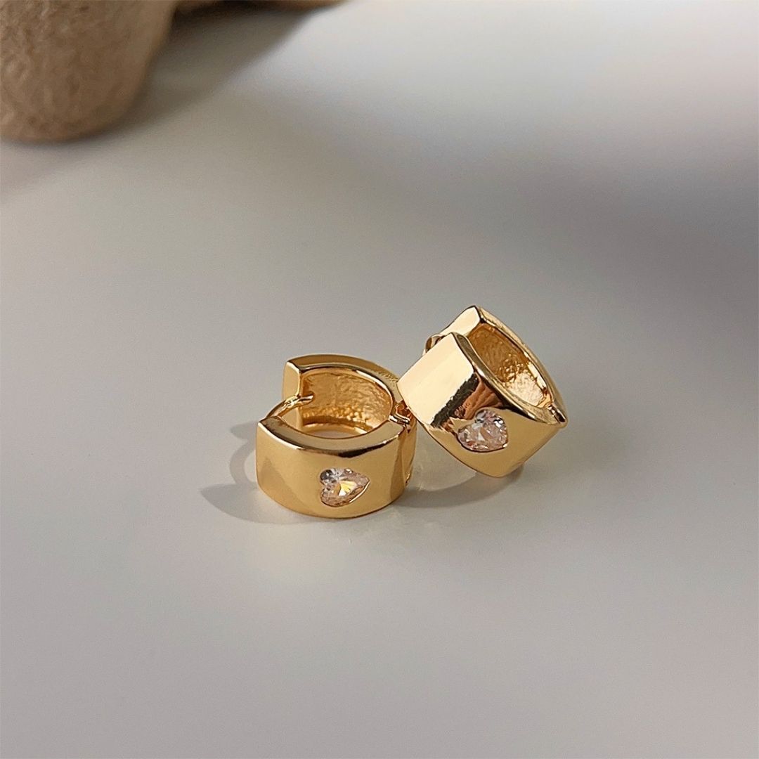 Glimmering Gold Huggies Earrings