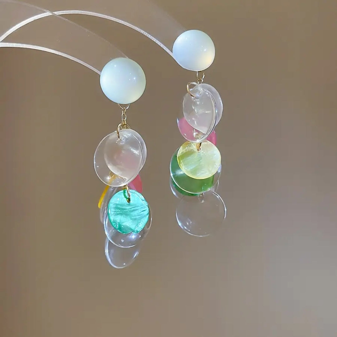 Rainbow Disc Statement Earrings