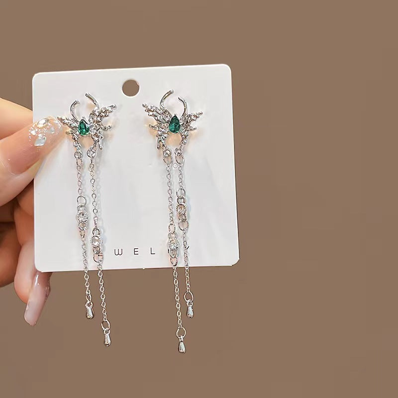 Emerald Bloom Chain Drops Earrings