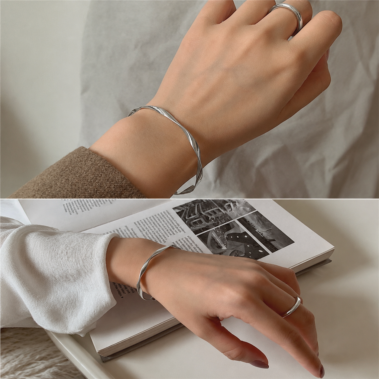 Gilded Twist Wave Bracelet