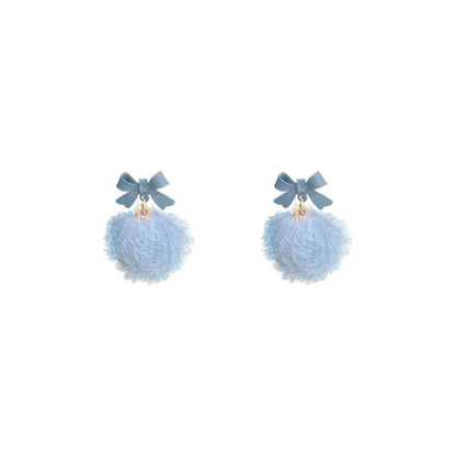 Snow Ball Bow  Earring