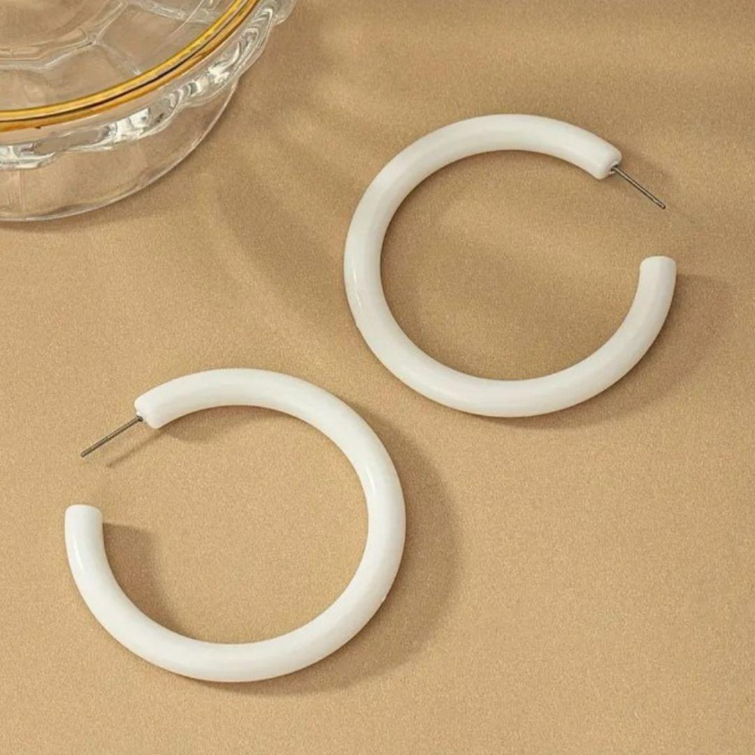 Bliss White Hoop Earrings