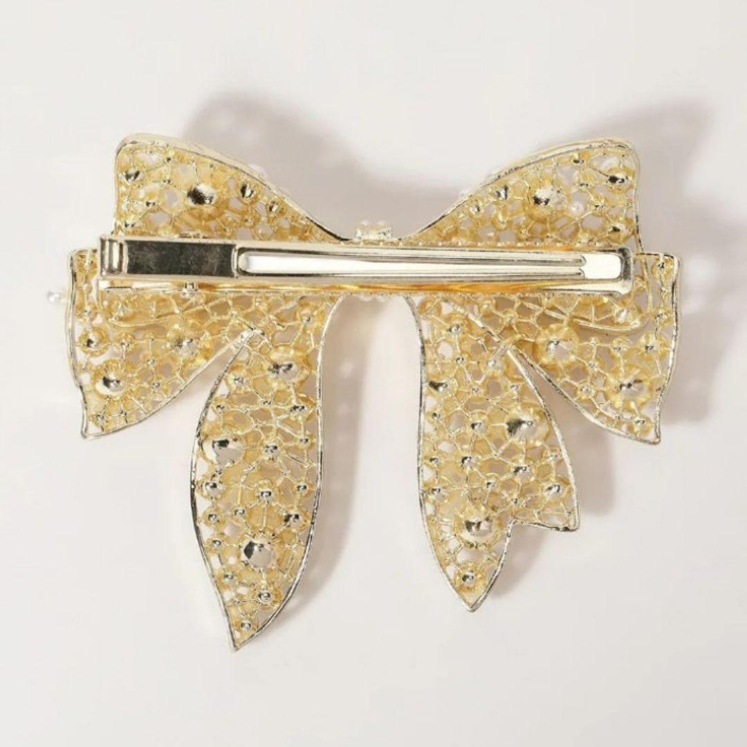 Oversized Rhinestone Bow Clip