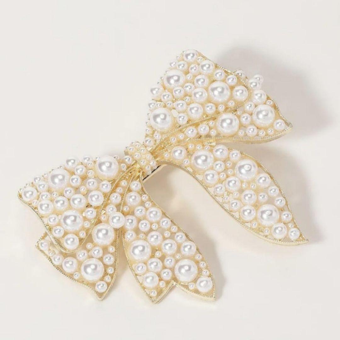 Oversized Rhinestone Bow Clip