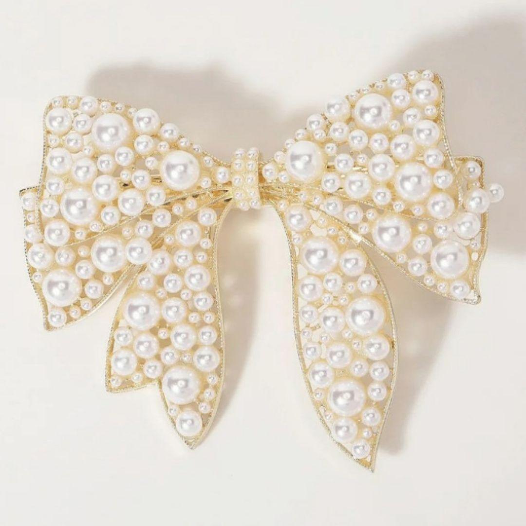 Oversized Rhinestone Bow Clip