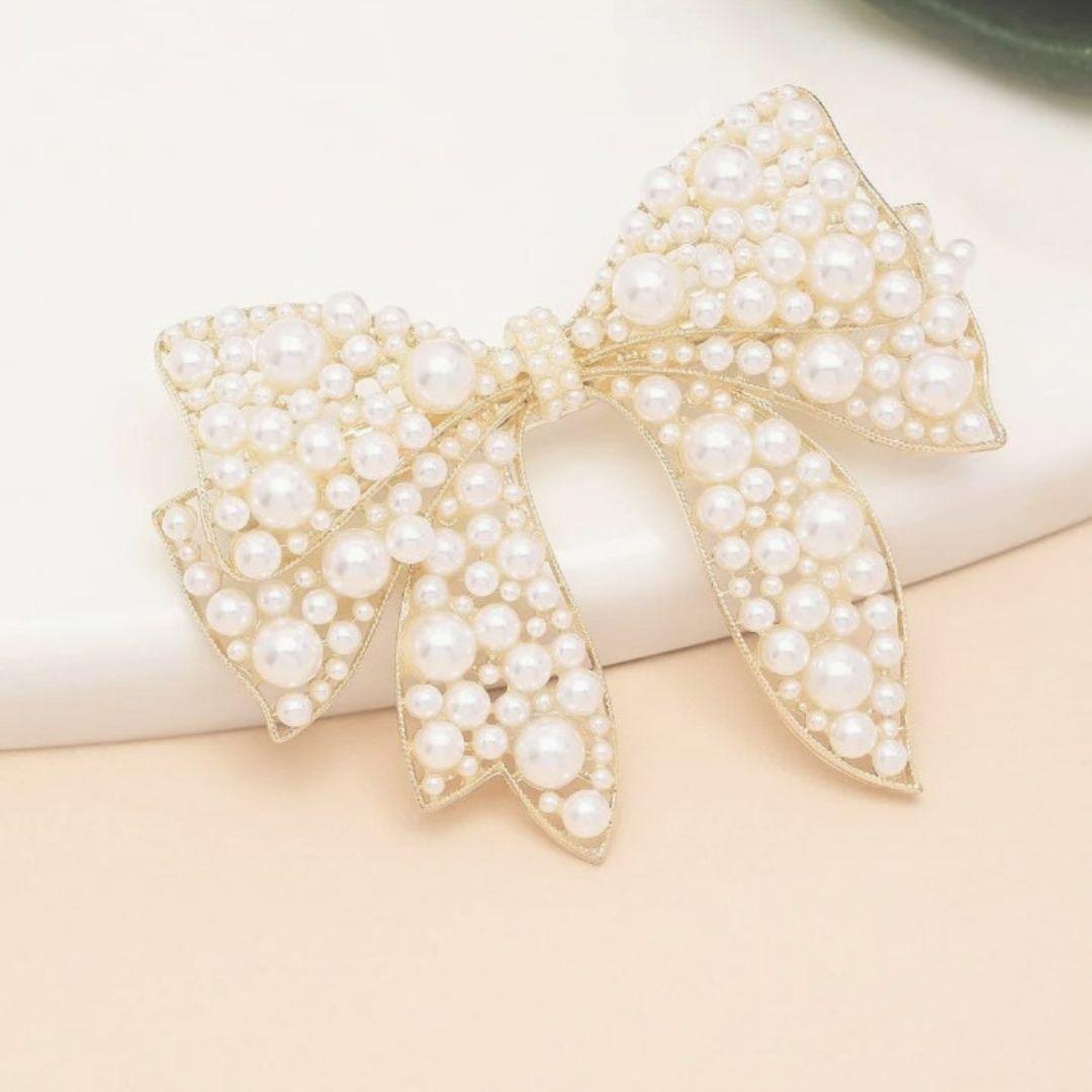 Oversized Rhinestone Bow Clip