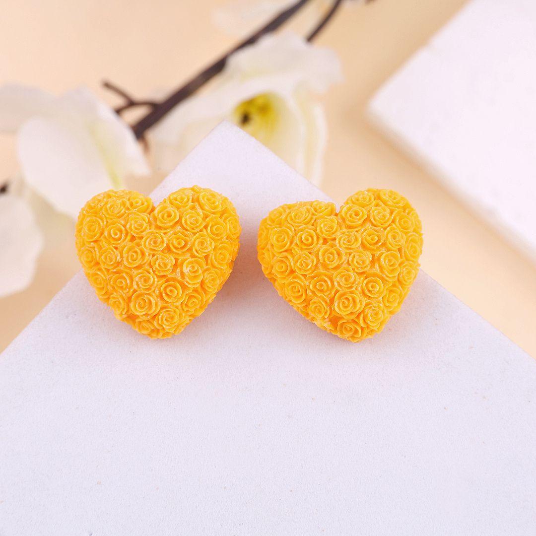 Rose Flower Heart Earrings