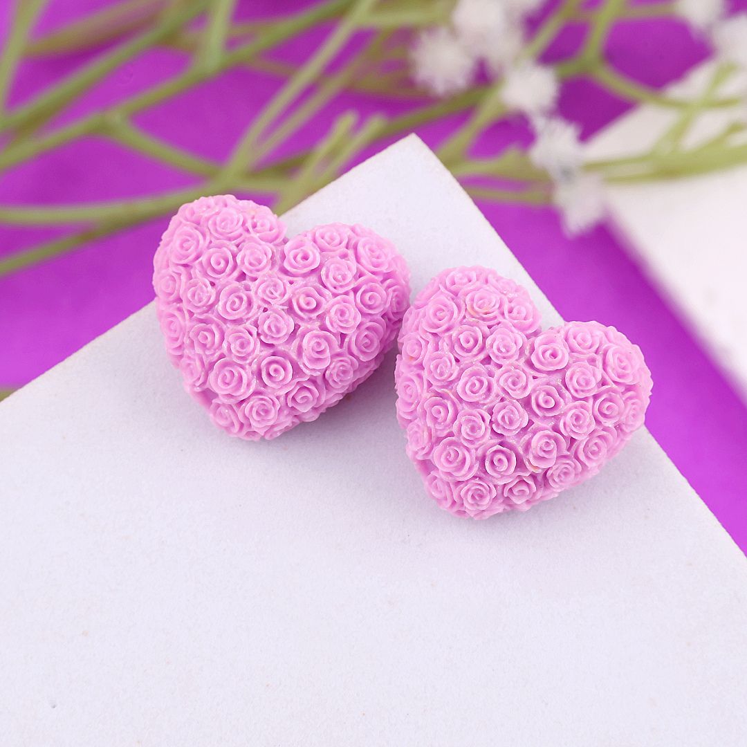 Rose Flower Heart Earrings