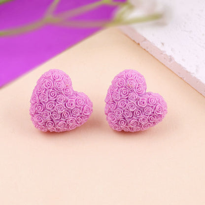 Rose Flower Heart Earrings