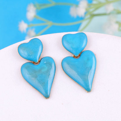 Coloured Heart Statement Earrings