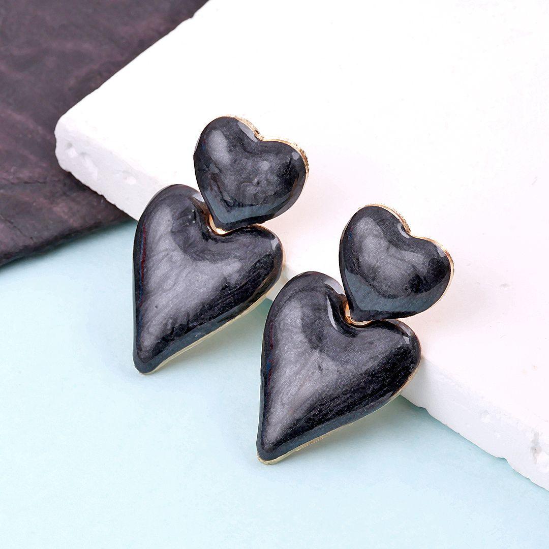 Coloured Heart Statement Earrings