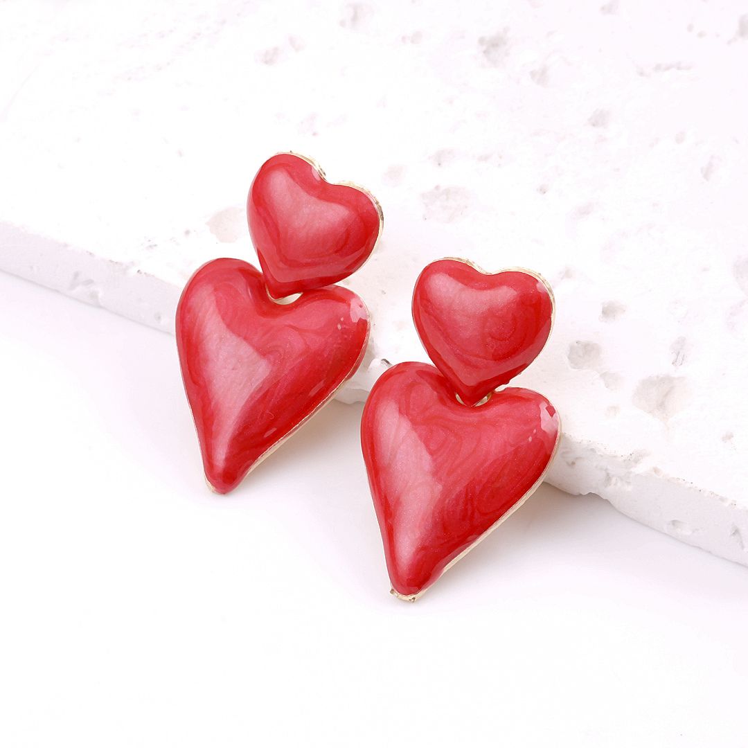 Coloured Heart Statement Earrings