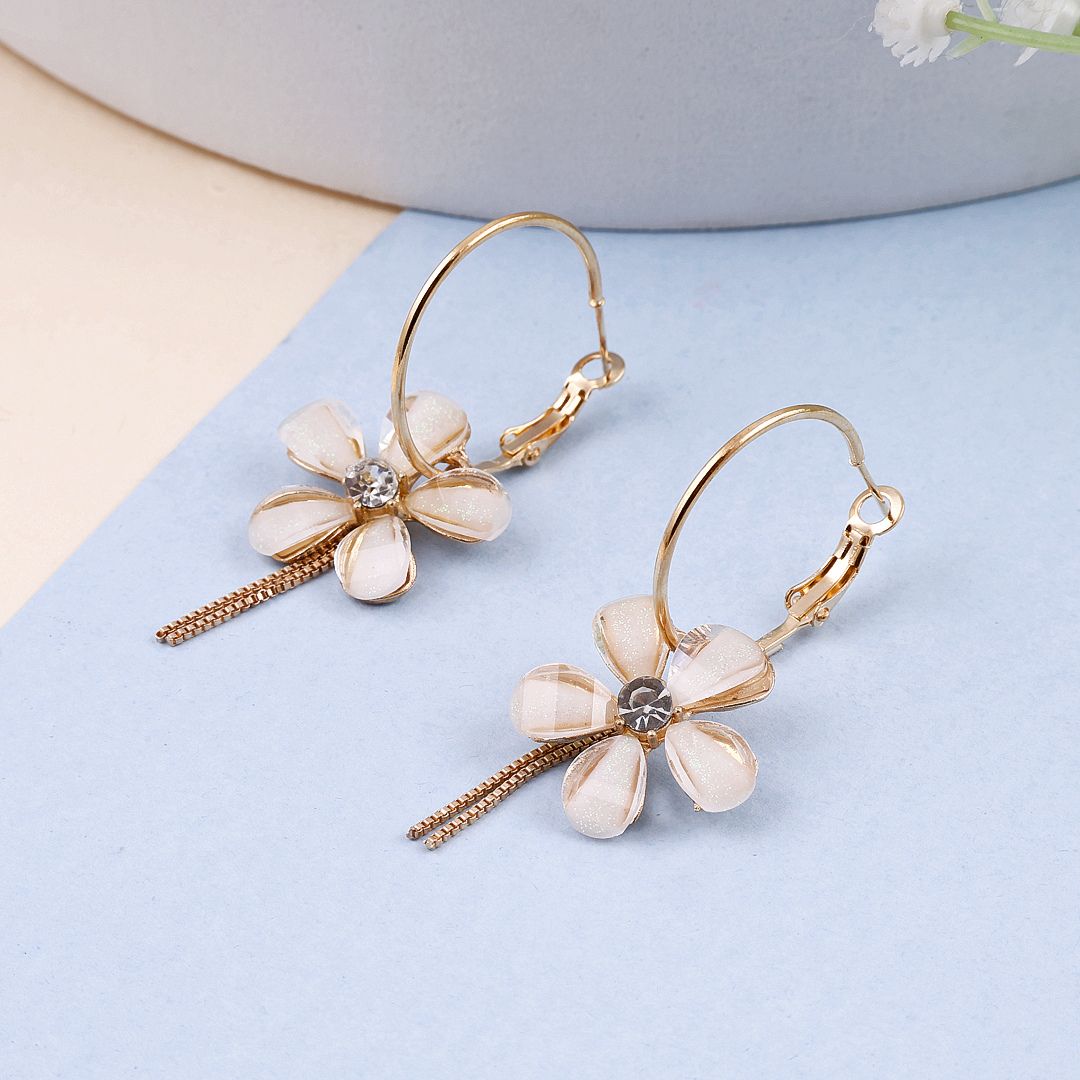 Crystal Flower hoops Earrings