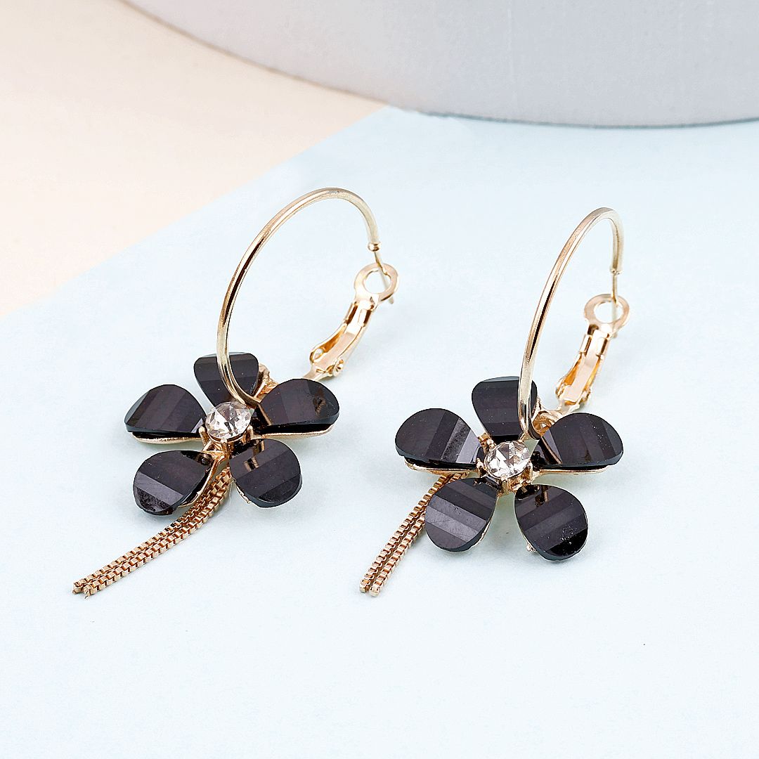 As Crystal Flower hoops Earrings