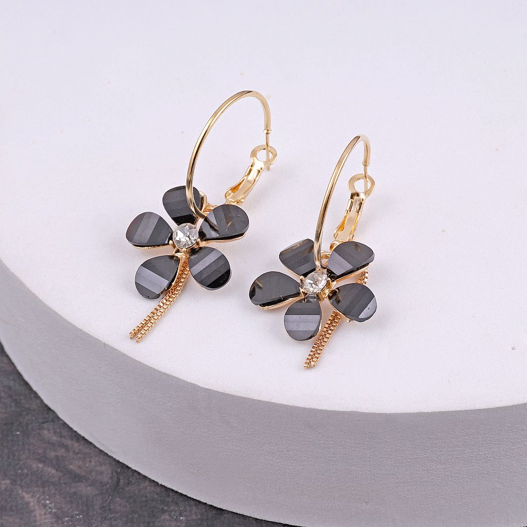 As Crystal Flower hoops Earrings