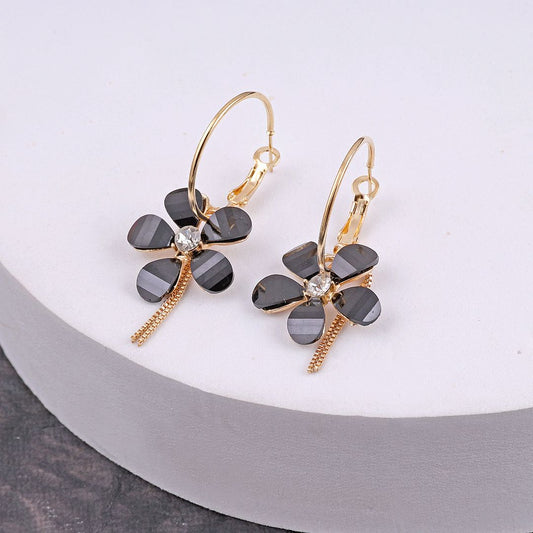 As Crystal Flower hoops Earrings