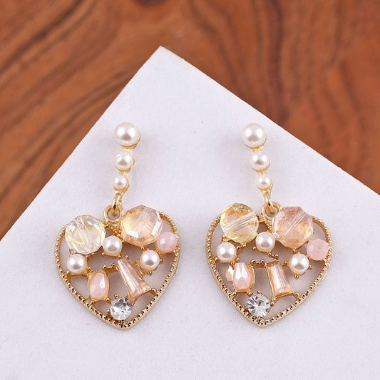 Rhinestone Heart Drop Earrings