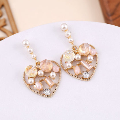 Rhinestone Heart Drop Earrings