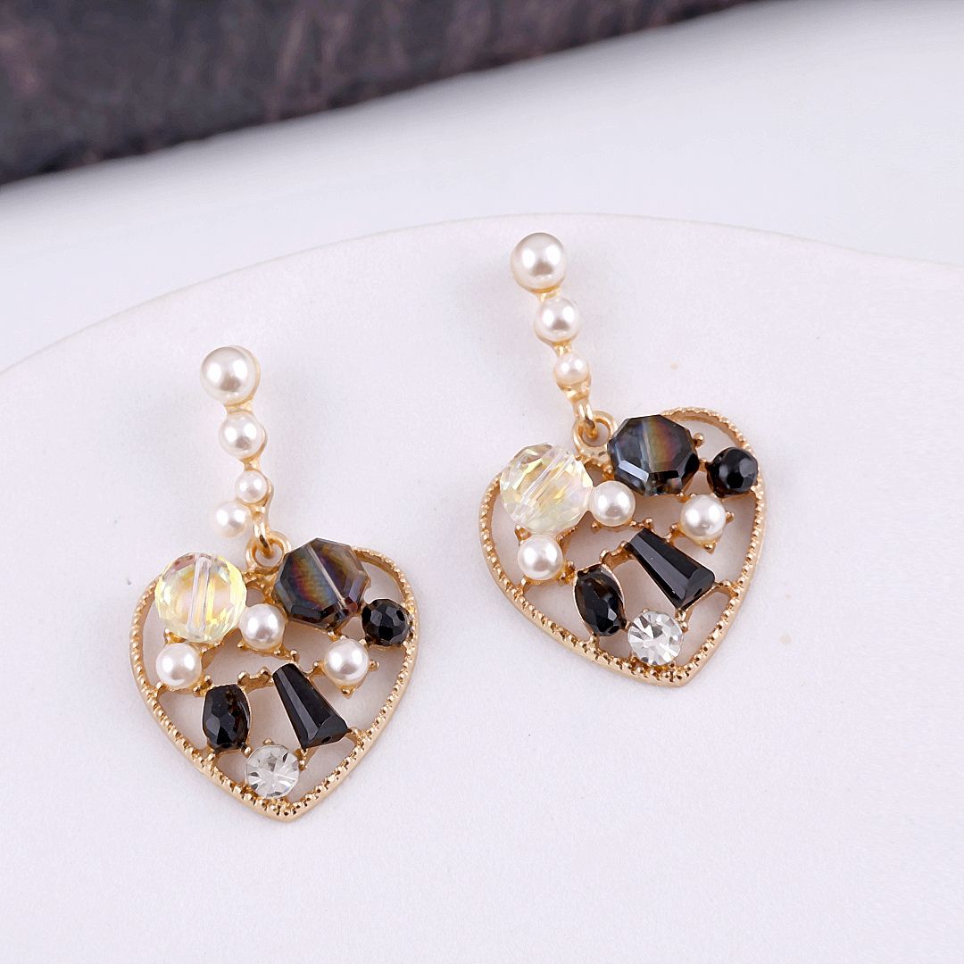 Rhinestone Heart Drop Earrings