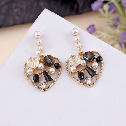 Rhinestone Heart Drop Earrings