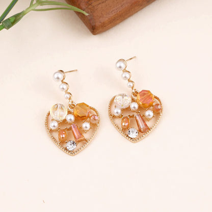 Rhinestone Heart Drop Earrings