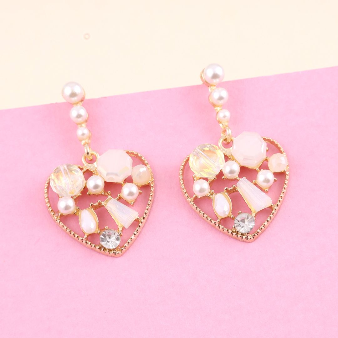 Rhinestone Heart Drop Earrings