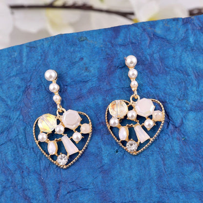 Rhinestone Heart Drop Earrings