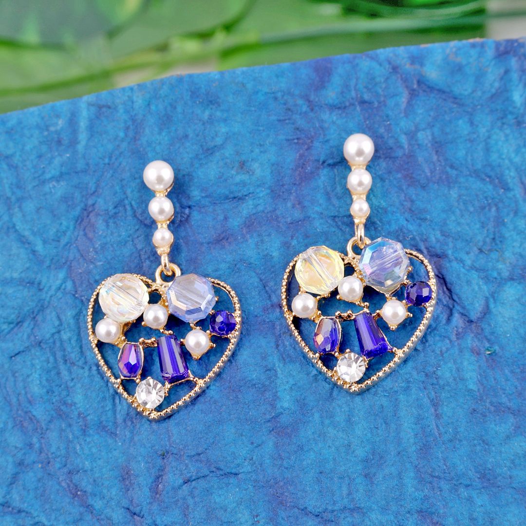 Rhinestone Heart Drop Earrings