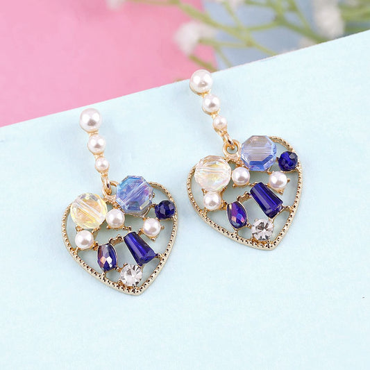 Rhinestone Heart Drop Earrings